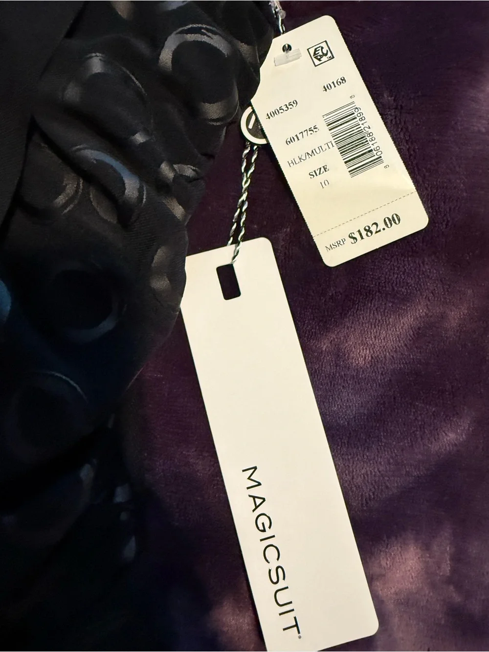 NWT Magicsuit Black One-Piece with Subtle Gray Circle Print